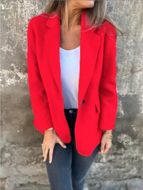 Ins Button Lapel Short Blazer Winter Fashion Commuter Jacket Outwear Women's Clothing - Korvel