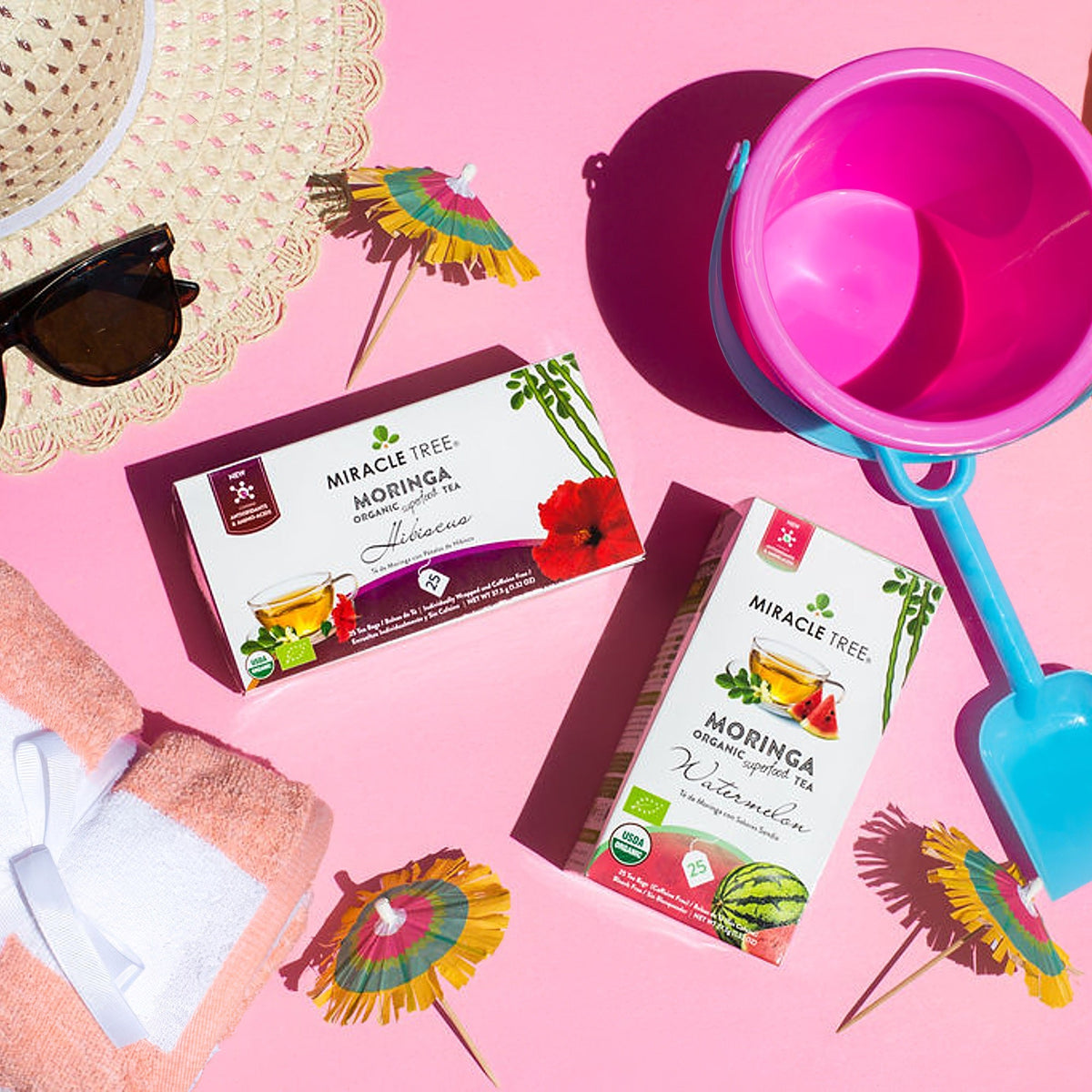 Organic Moringa & Hibiscus Tea - 25 Wrapped Bags
