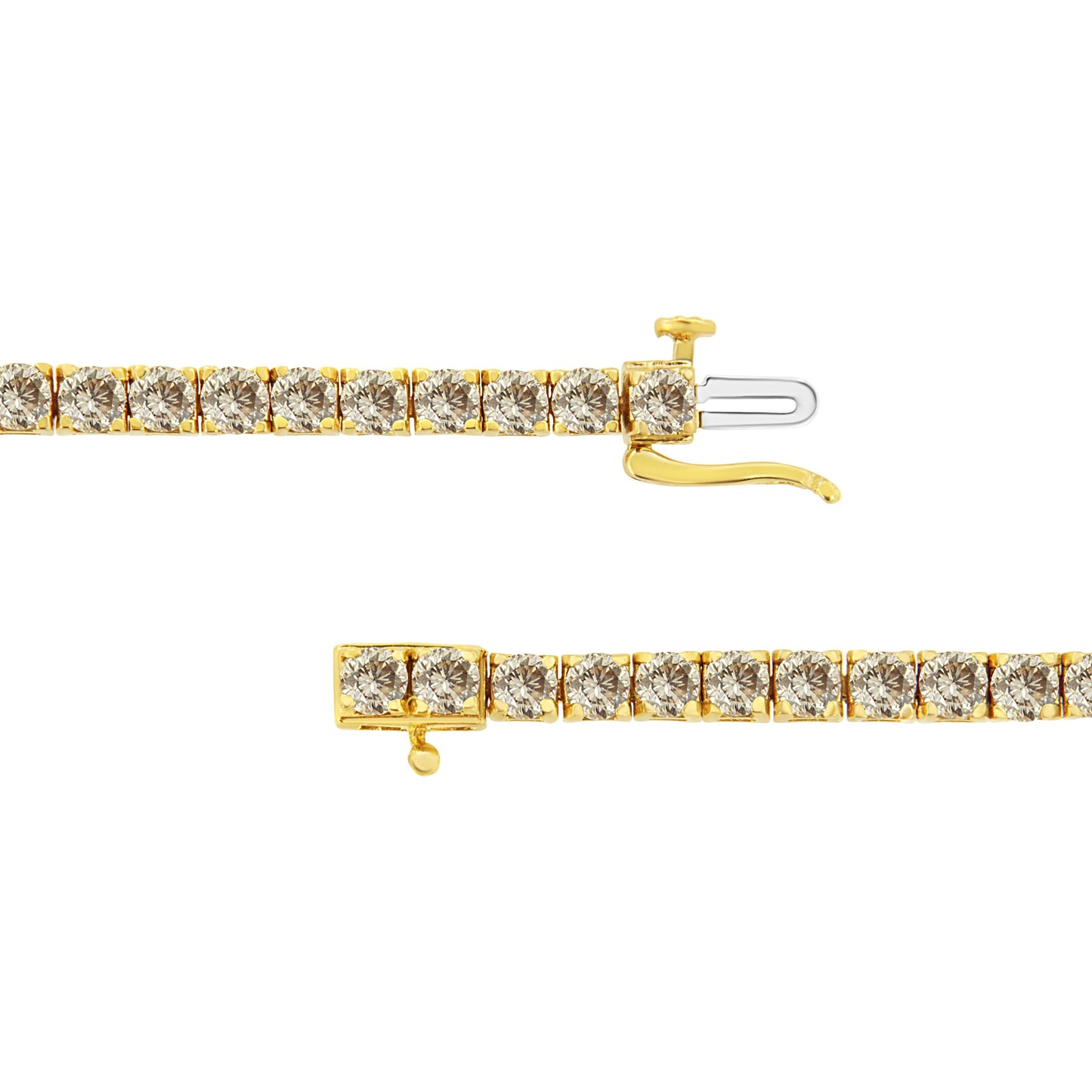 14K Yellow Gold Plated Sterling Silver Diamond Tennis Bracelet - 8.0 Cttw