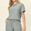 Double Take Full Size Texture T-Shirt and Shorts Set
