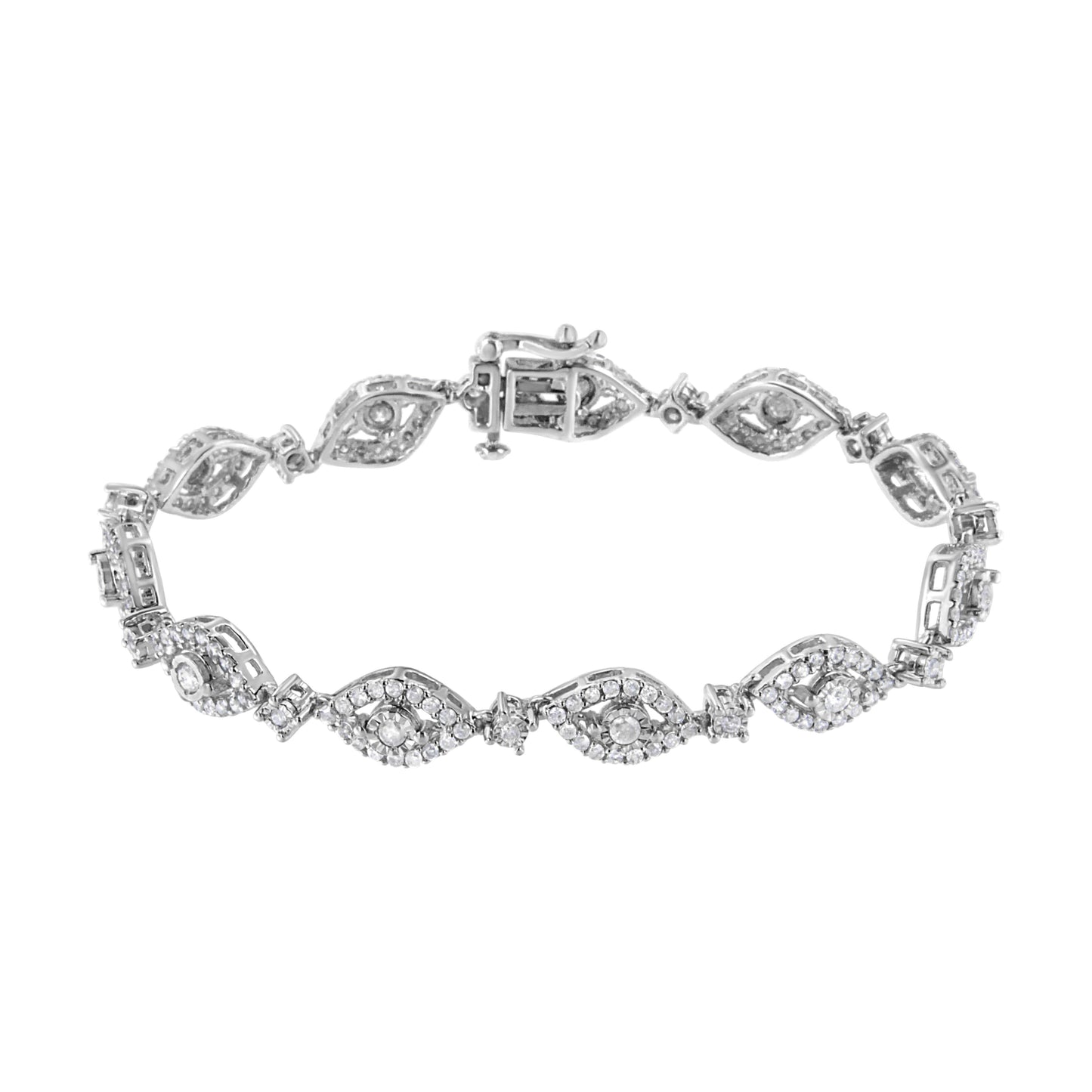 Bracelet en lien en argent sterling 925 en forme de poire avec diamants - 7,5"