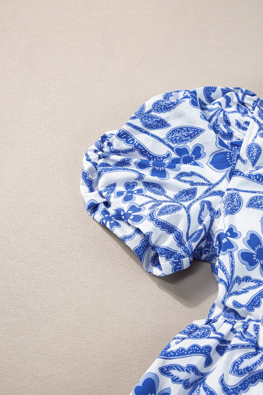 Royal Blue Printed Puff Sleeve Dress - Stylish & Feminine