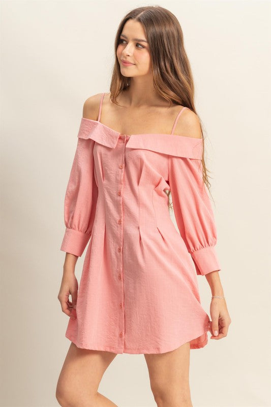 Vestido Mini Elegante con Tirantes Espagueti y Bolsillos
