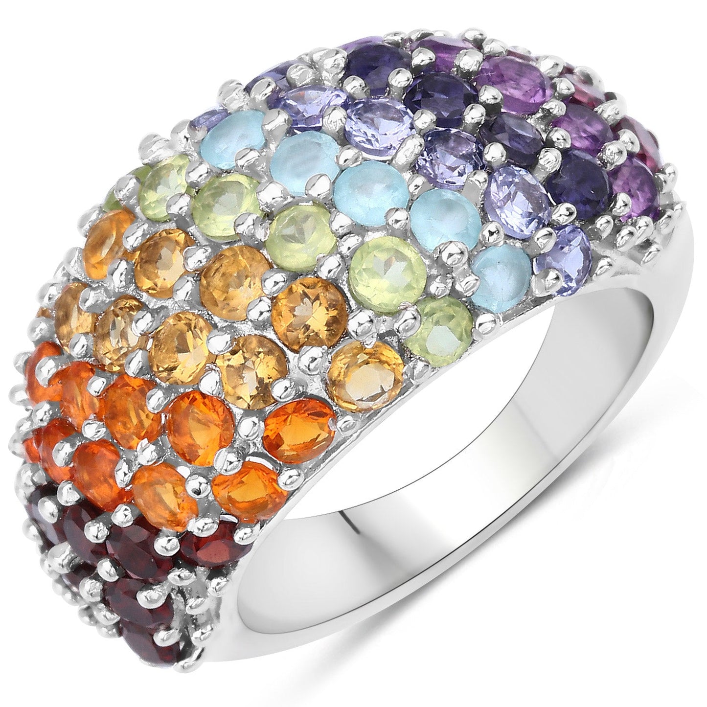 4.16 Carat Multi-Stone .925 Sterling Silver Engagement Ring