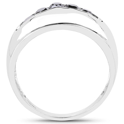 0.50 Carat Genuine Black Diamond Ring in .925 Sterling Silver