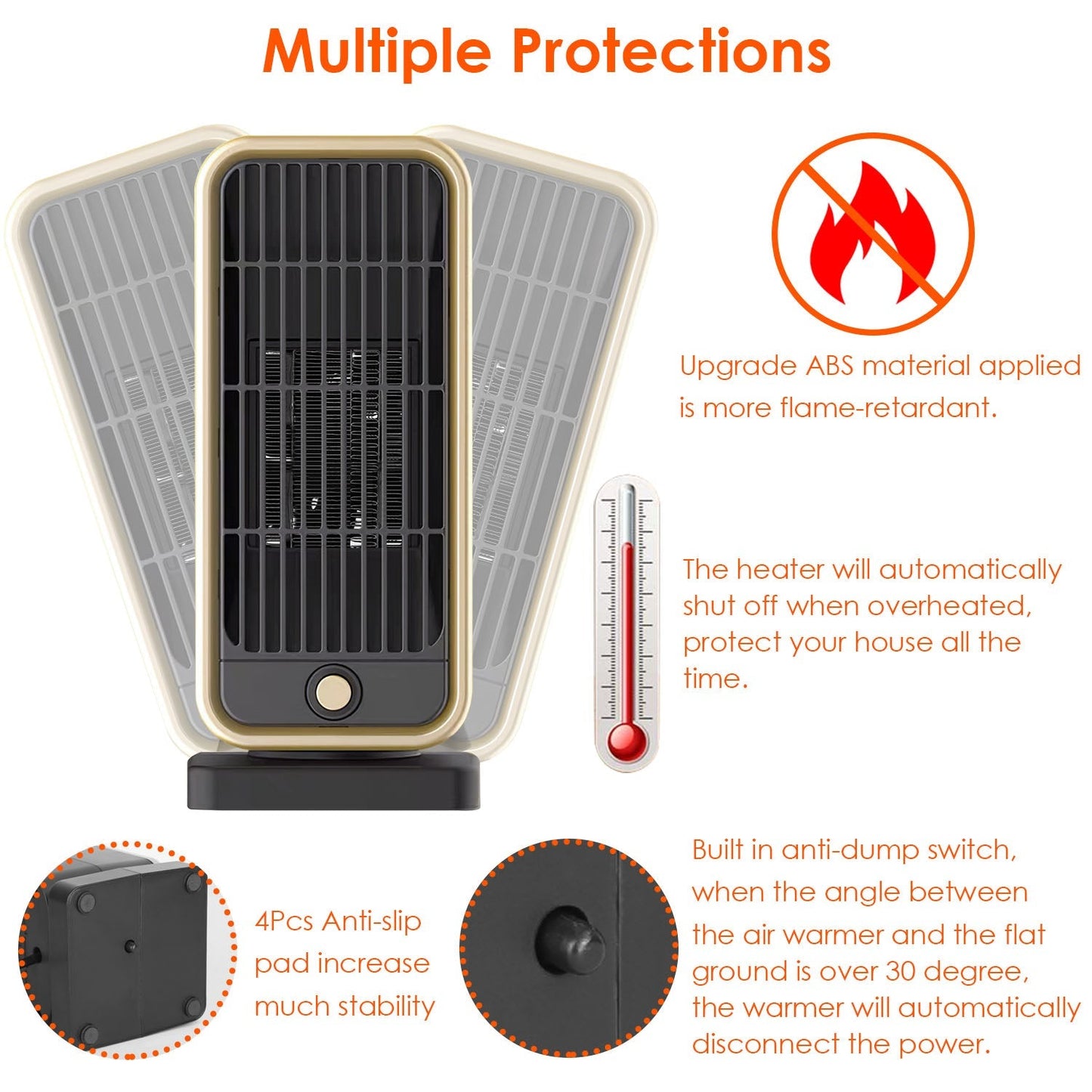 Gbruno 500W Portable Electric Space Heater with Safety Features