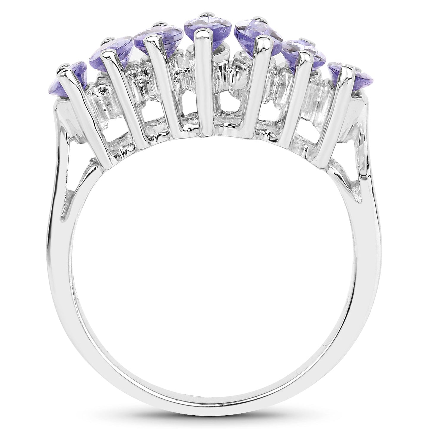 Anillo de Compromiso de Plata Esterlina con Tanzanita Genuina de 1.68 Quilates