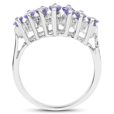 Bague de fiançailles en argent sterling avec tanzanite véritable de 1,68 carat