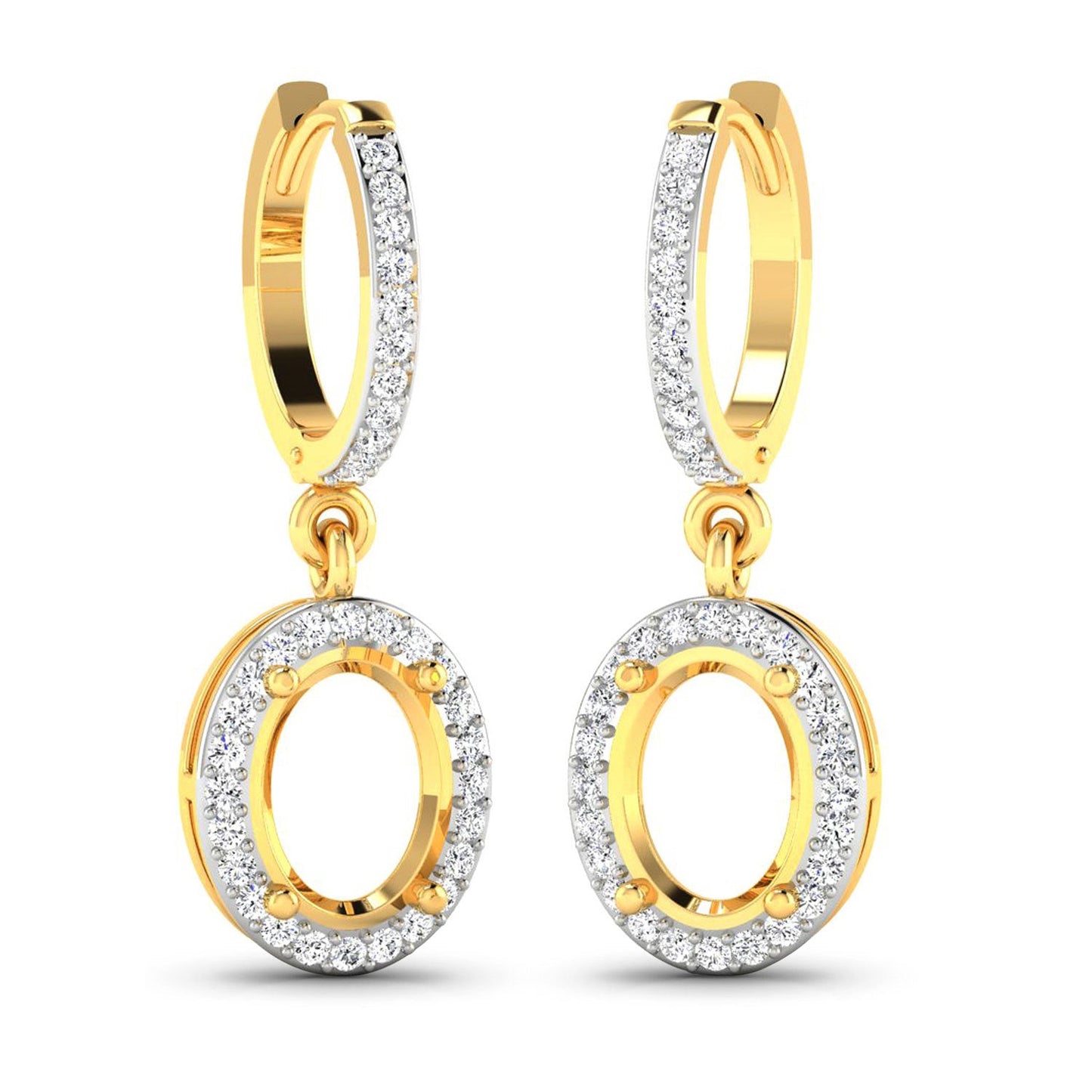 Boucles d'oreilles Halo en or jaune 14K avec 0,32 carat de diamants véritables