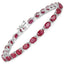 12.78 Carat Genuine Ruby and White Diamond 14K White Gold Bracelet