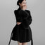 Manteau court en cachemire double face en fourrure de renard noir élégant pour femmes