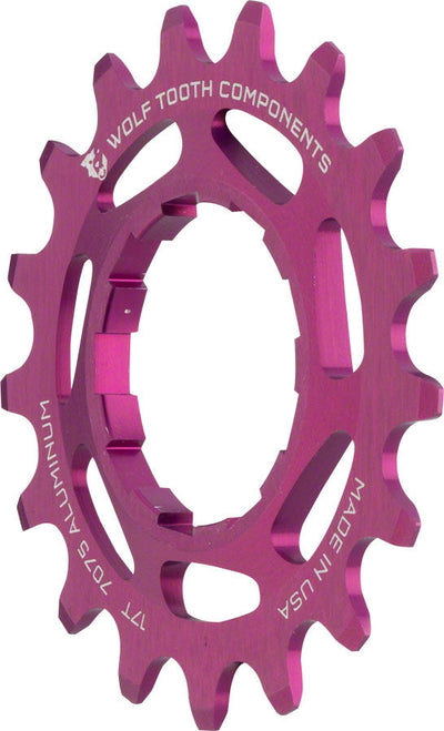 Engranaje de Aluminio de Velocidad Única Wolf Tooth - 17t para Cadenas de 3/32" - Púrpura