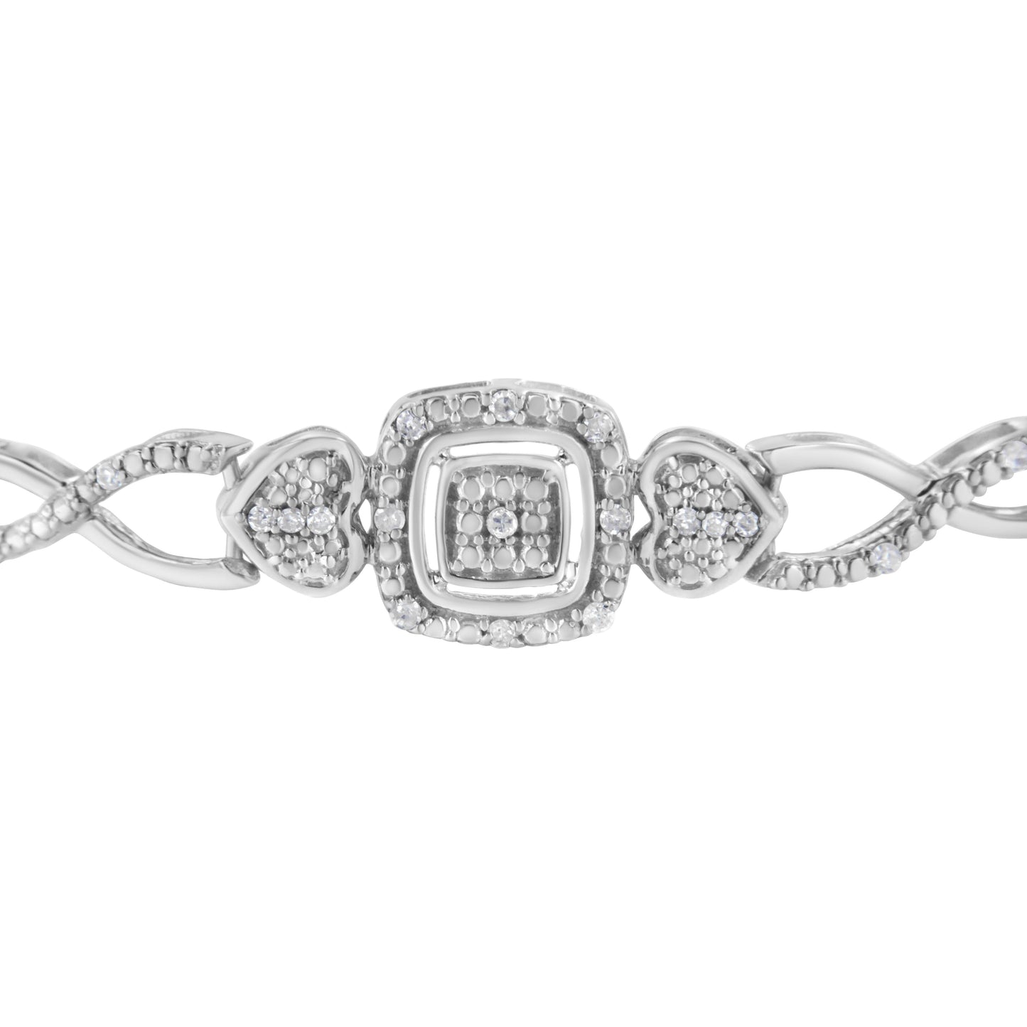 Pulsera Bolo de Corazón de Diamante de Plata Esterlina .925