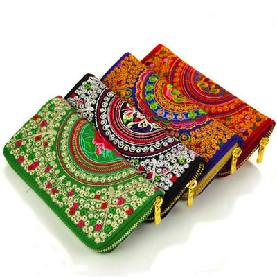 Cartera Larga Bordada para Mujeres - Accesorio de Moda Elegante