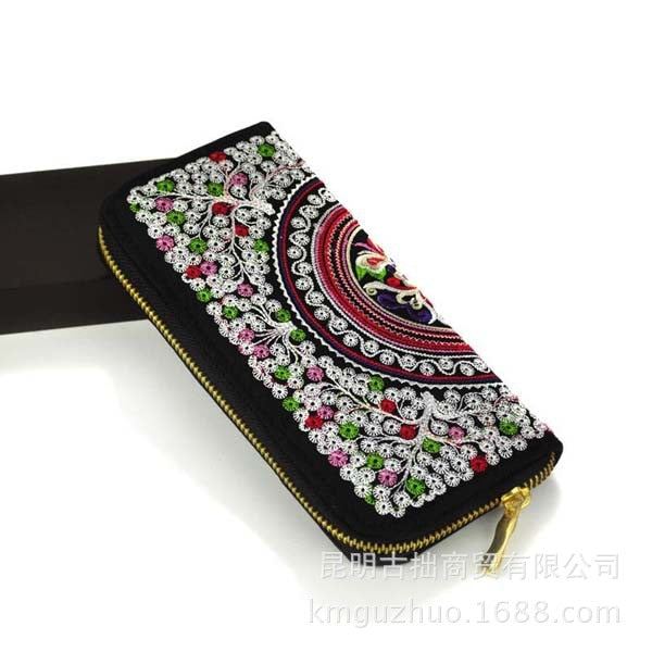 Embroidered Women's Long Wallet - Upscale Fashion Accessory
