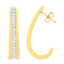 10K Yellow Gold Channel Set Diamond J-Hoop Earrings