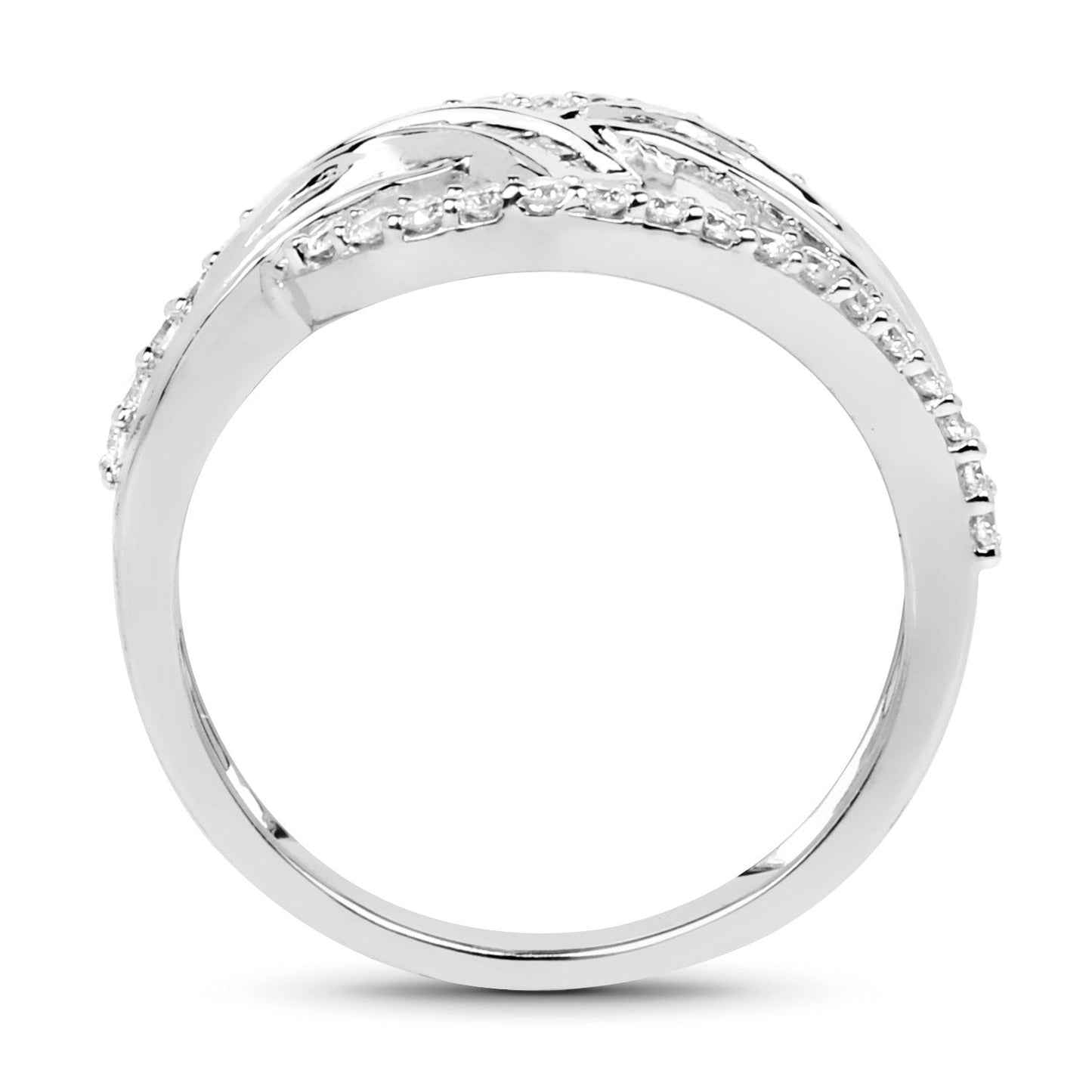 Anillo Cruzado de Diamante Blanco de 0.72 Quilates en Oro Blanco de 14K