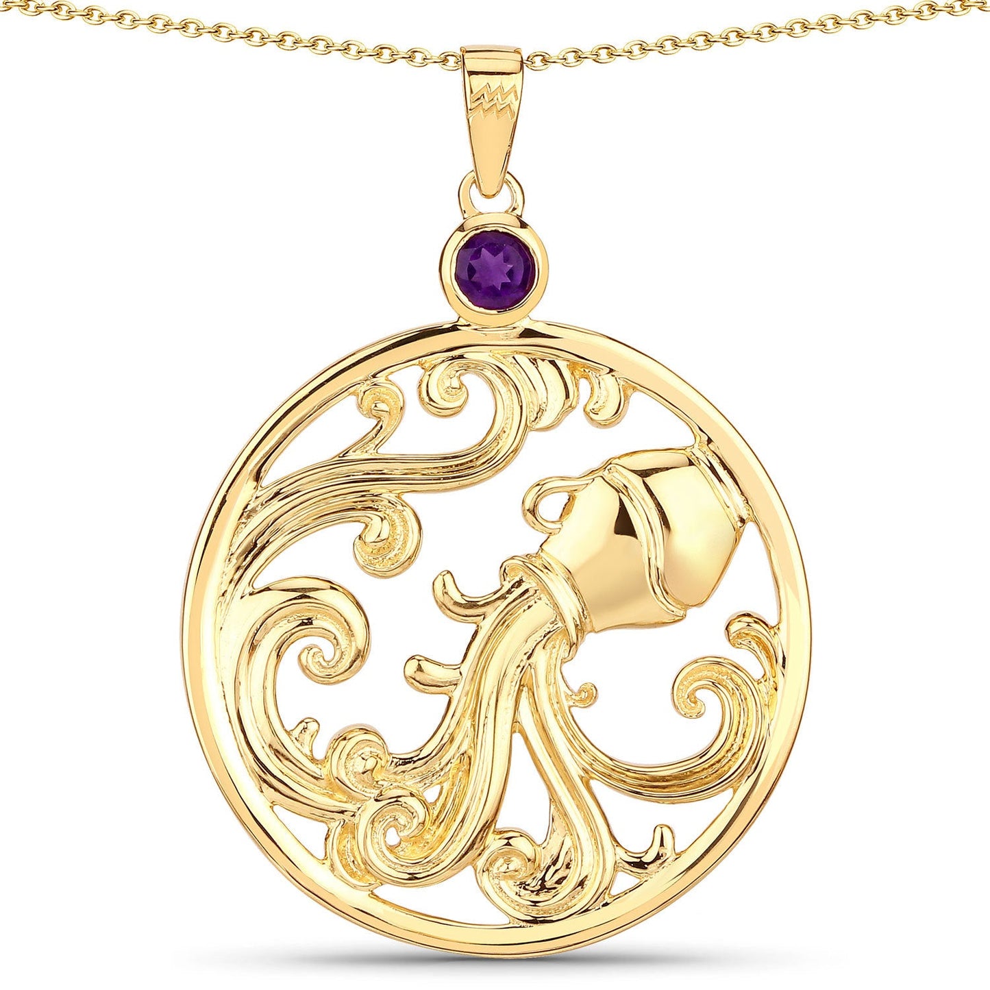 Pendentif en argent sterling .925 avec améthyste véritable de 0,24 carat