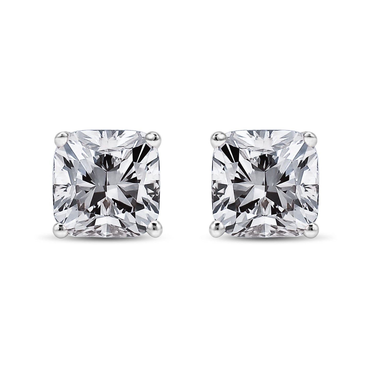 14K White Gold Princess Cut Diamond Solitaire Stud Earrings