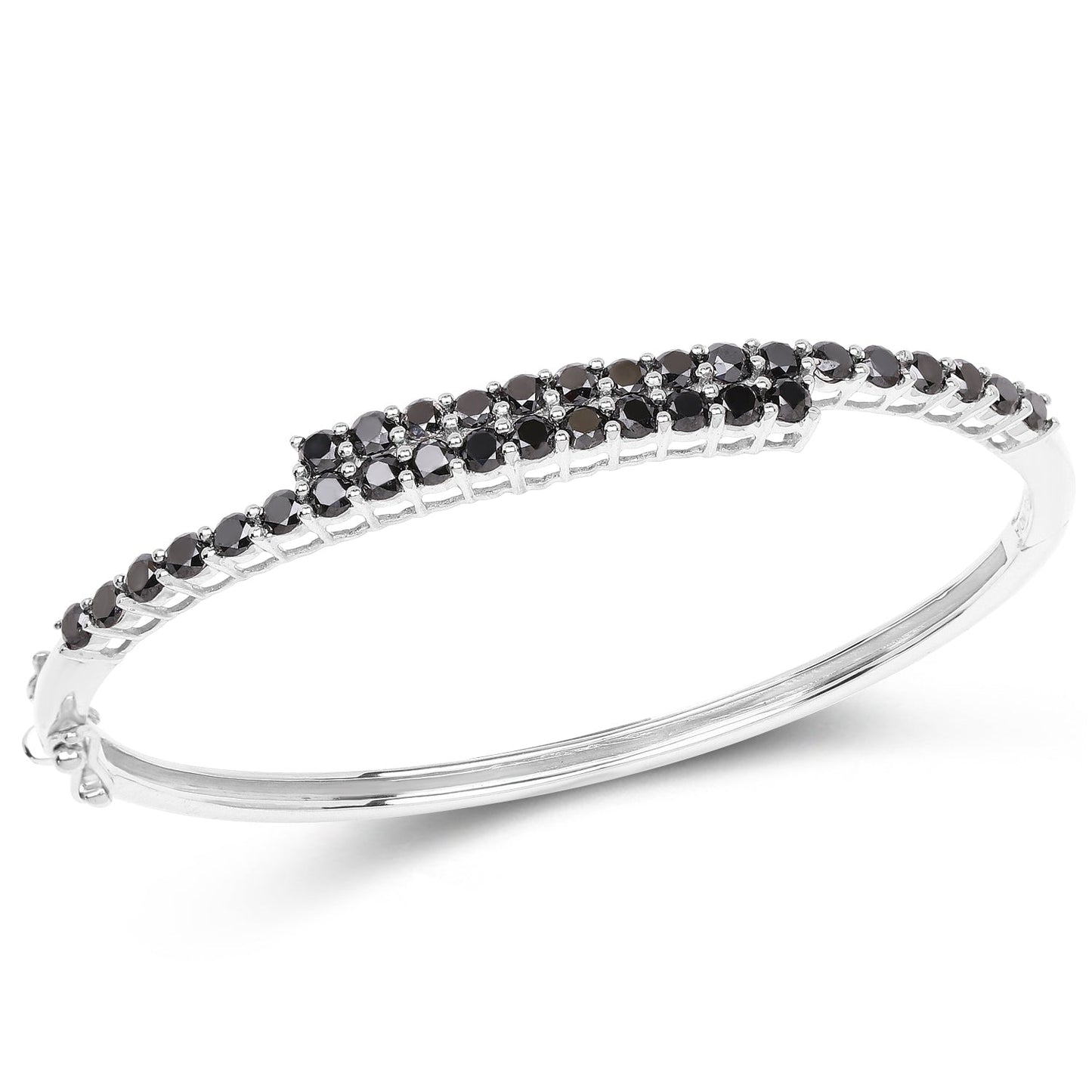 Bangle en argent sterling .925 avec diamant noir véritable de 4,00 carats