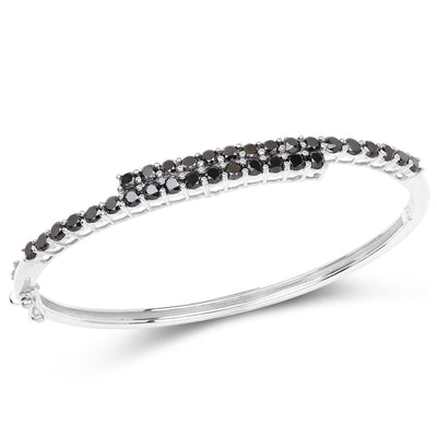 Bangle en argent sterling .925 avec diamant noir véritable de 4,00 carats