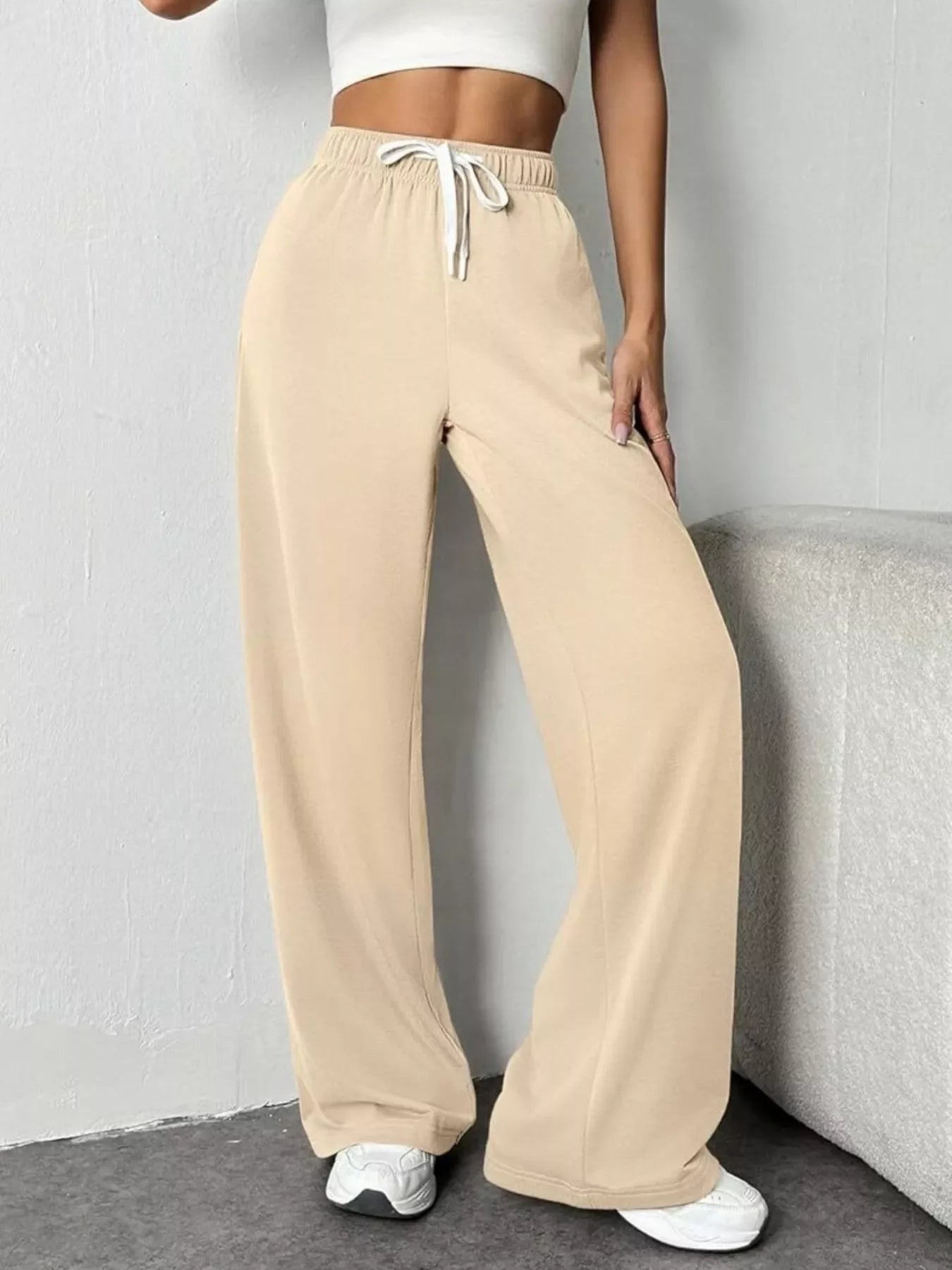 Pantalones de Pierna Ancha con Cuerda para un Estilo Sin Esfuerzo