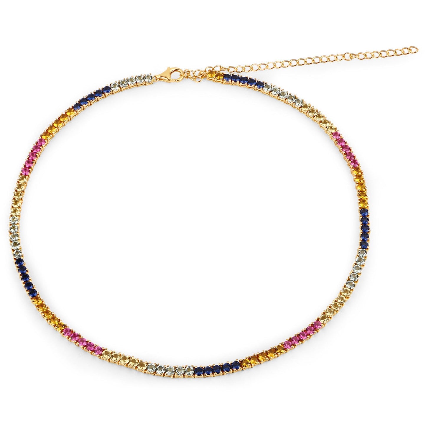 Collier multi-saphirs créé de 11,65 carats en argent sterling