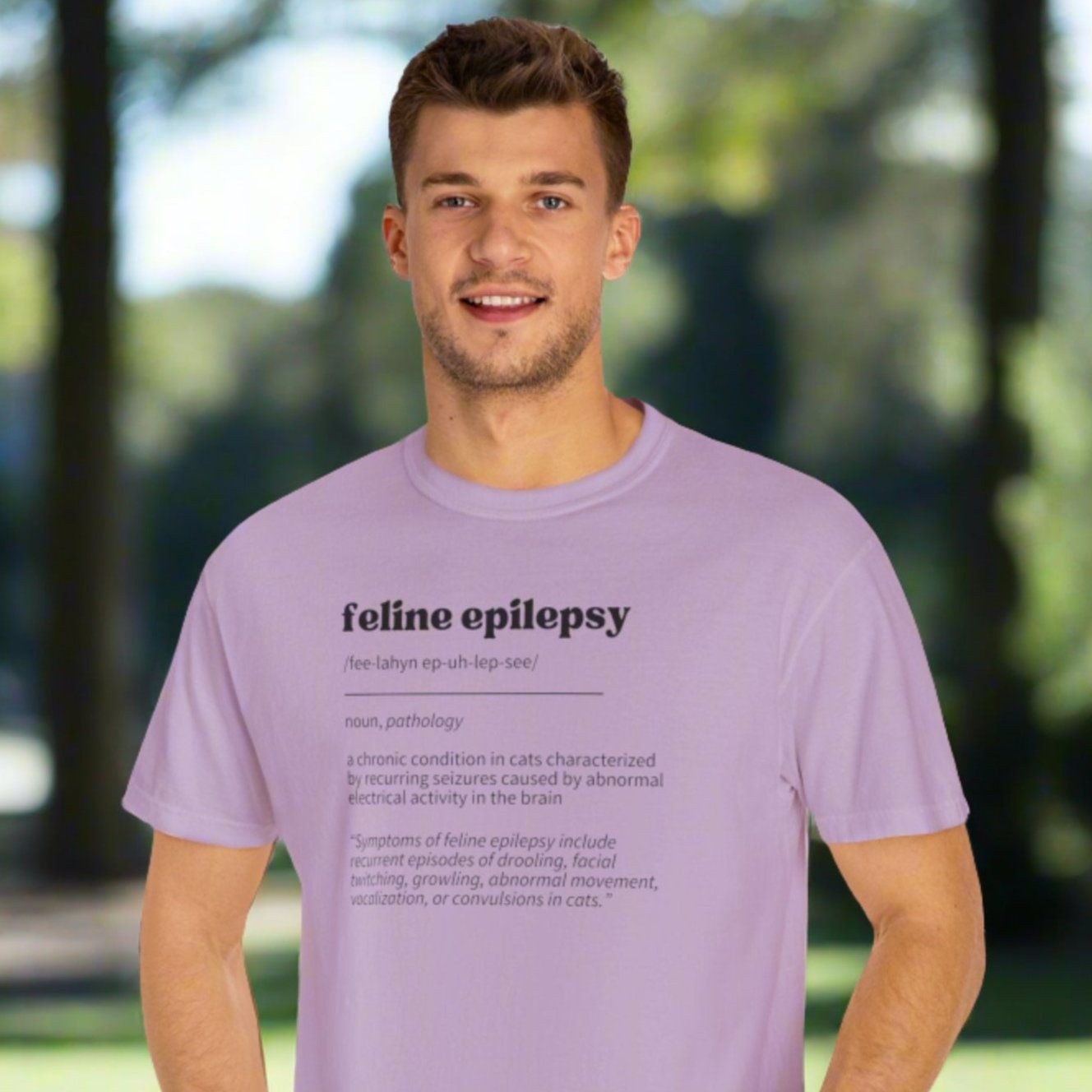 Camiseta Unisex Teñida a Garment con Definición de Epilepsia Felina