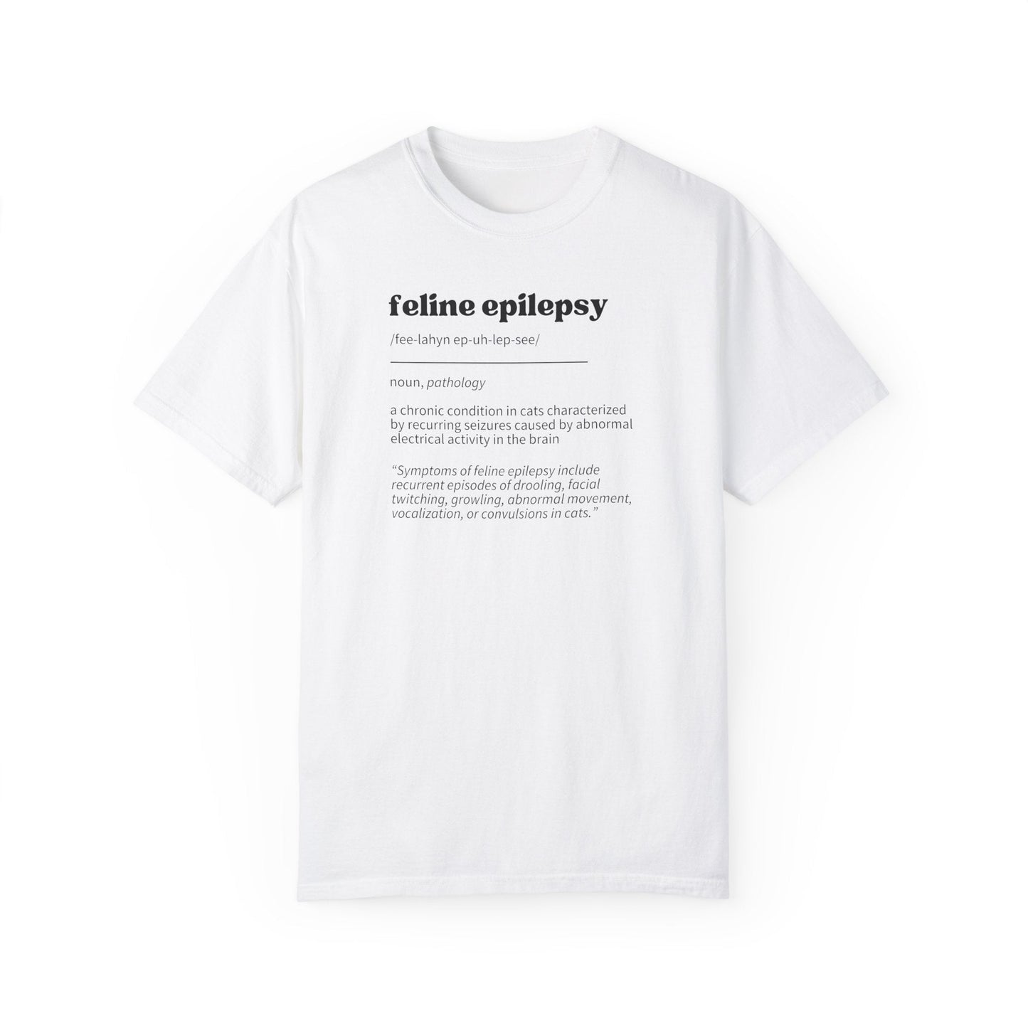Camiseta Unisex Teñida a Garment con Definición de Epilepsia Felina