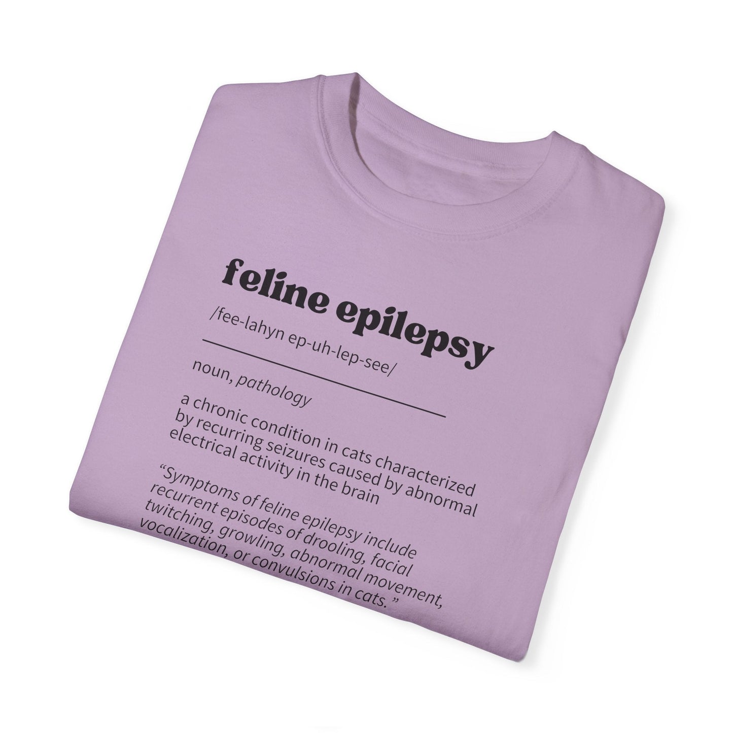 Camiseta Unisex Teñida a Garment con Definición de Epilepsia Felina