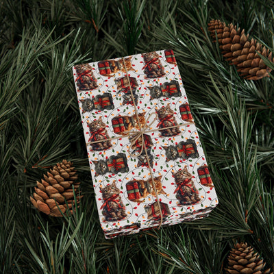 Papier Cadeau de Noël Festif avec des Chats