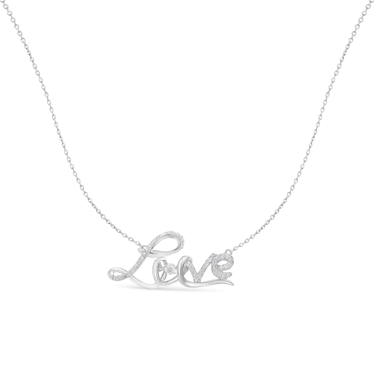 Pendentif en argent sterling .925 en diamant en cursive 'Amour'