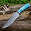 Custom 14-Inch Damascus Steel Bowie Knife with Colored Bone Handle & Leather Sheath | KBS Knives - Korvel