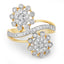 Bague Bypass en Diamant Blanc de 0,56 Carat en Or Jaune 14K
