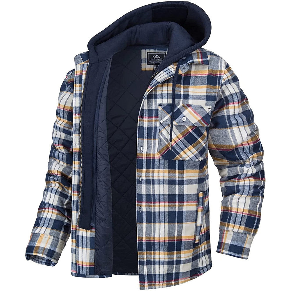 Men's Plaid Hooded Coat - Stylish Winter Outerwear