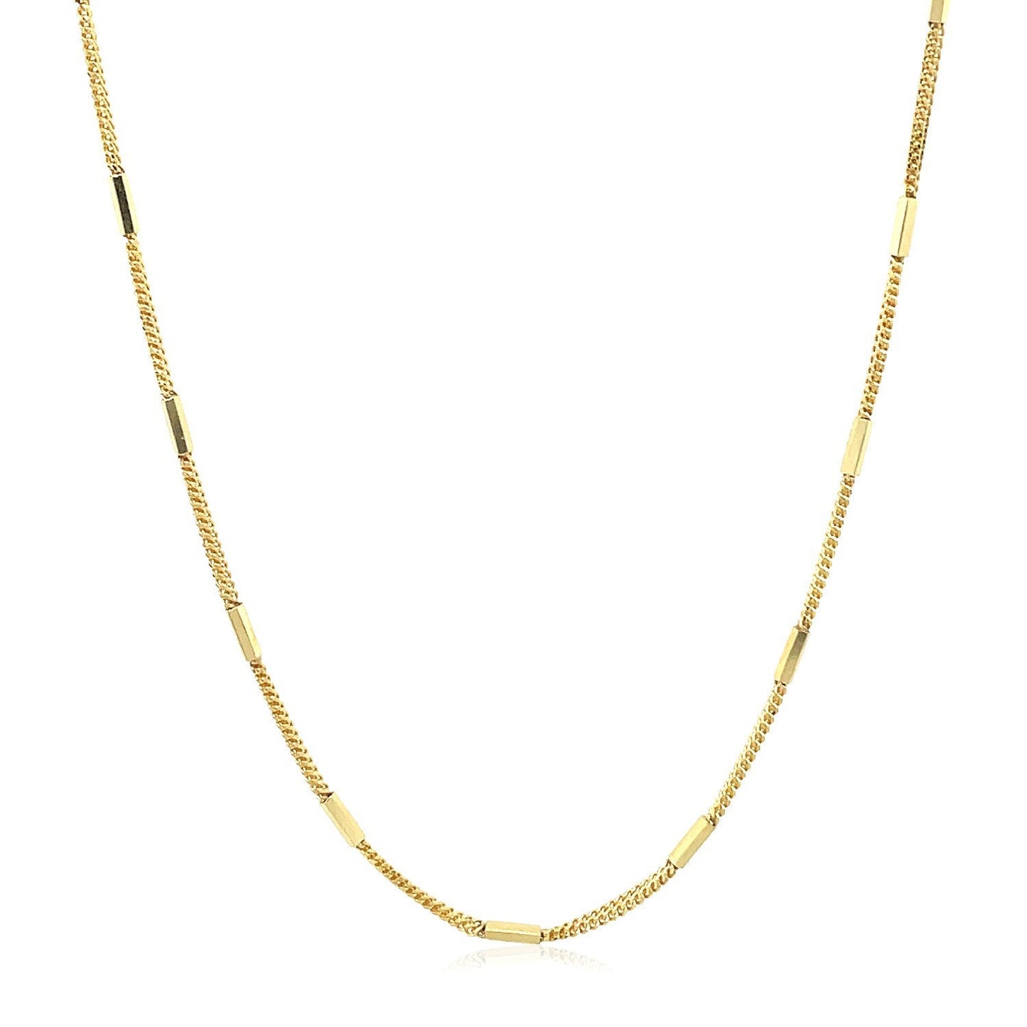 14k Yellow Gold Diamond Cut Bar Links Pendant Chain
