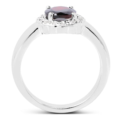 2.58 Carat Garnet & White Topaz Sterling Silver Engagement Ring