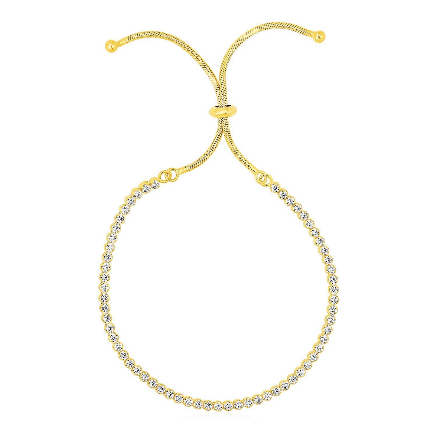 Pulsera Ajustable Estilo Tenis con Circonitas en Plata de Ley