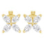 14K White Gold Marquise Diamond Floral Leaf Stud Earrings