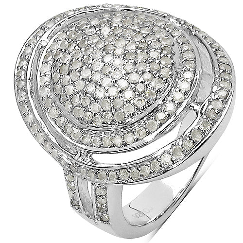 1.13 Carat Genuine White Diamond Sterling Silver Engagement Ring