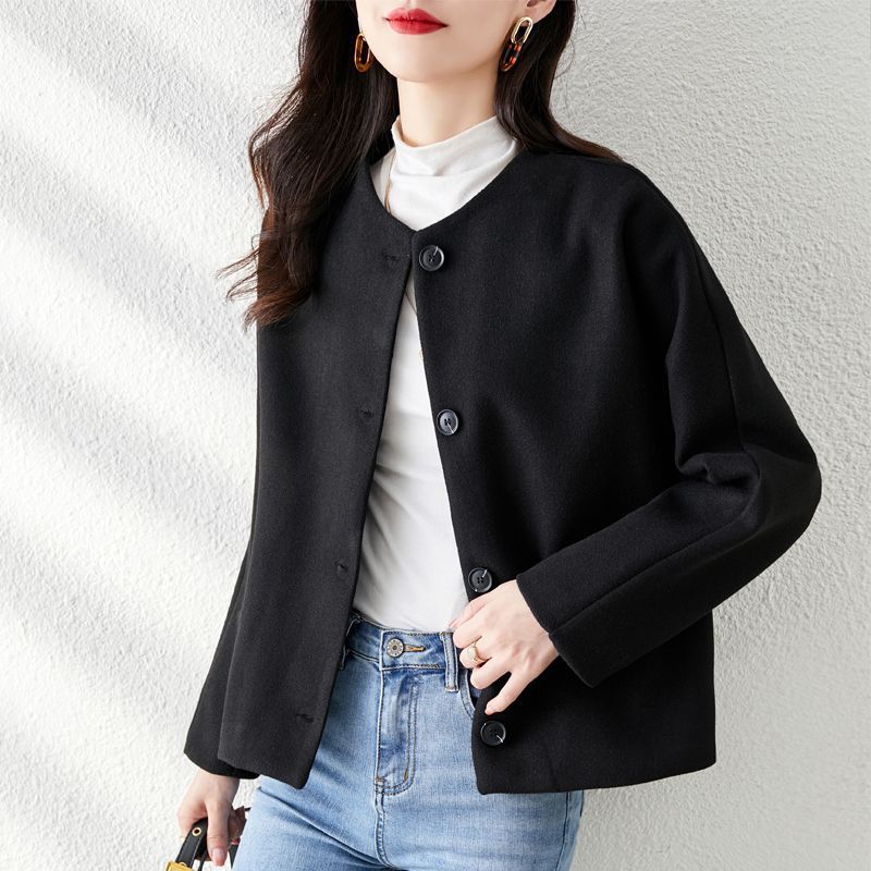 Veste Boléro en Laine Unie Élégante pour Femmes