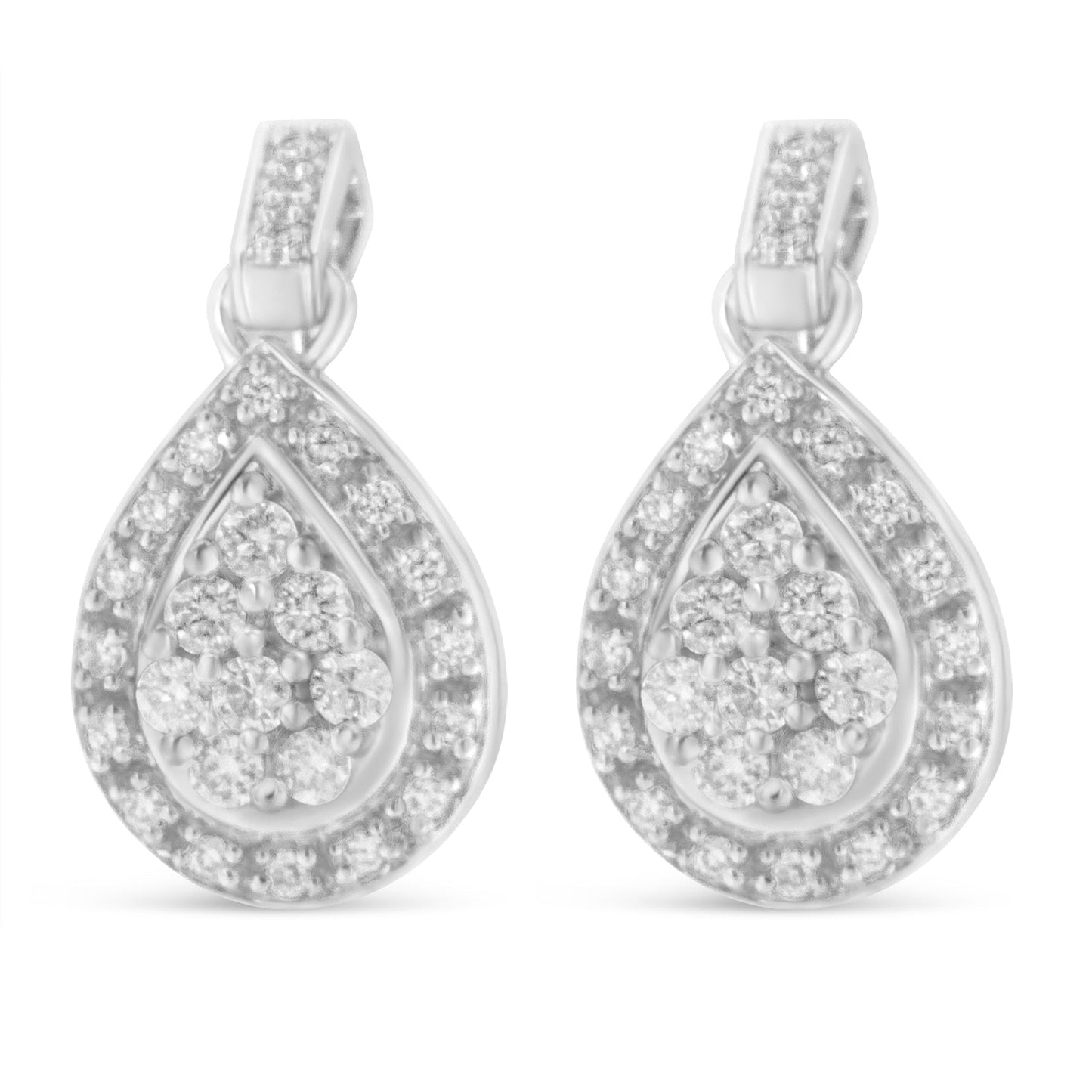 Boucles d'oreilles en diamant taille ronde en or blanc 10k - 0,75 cttw