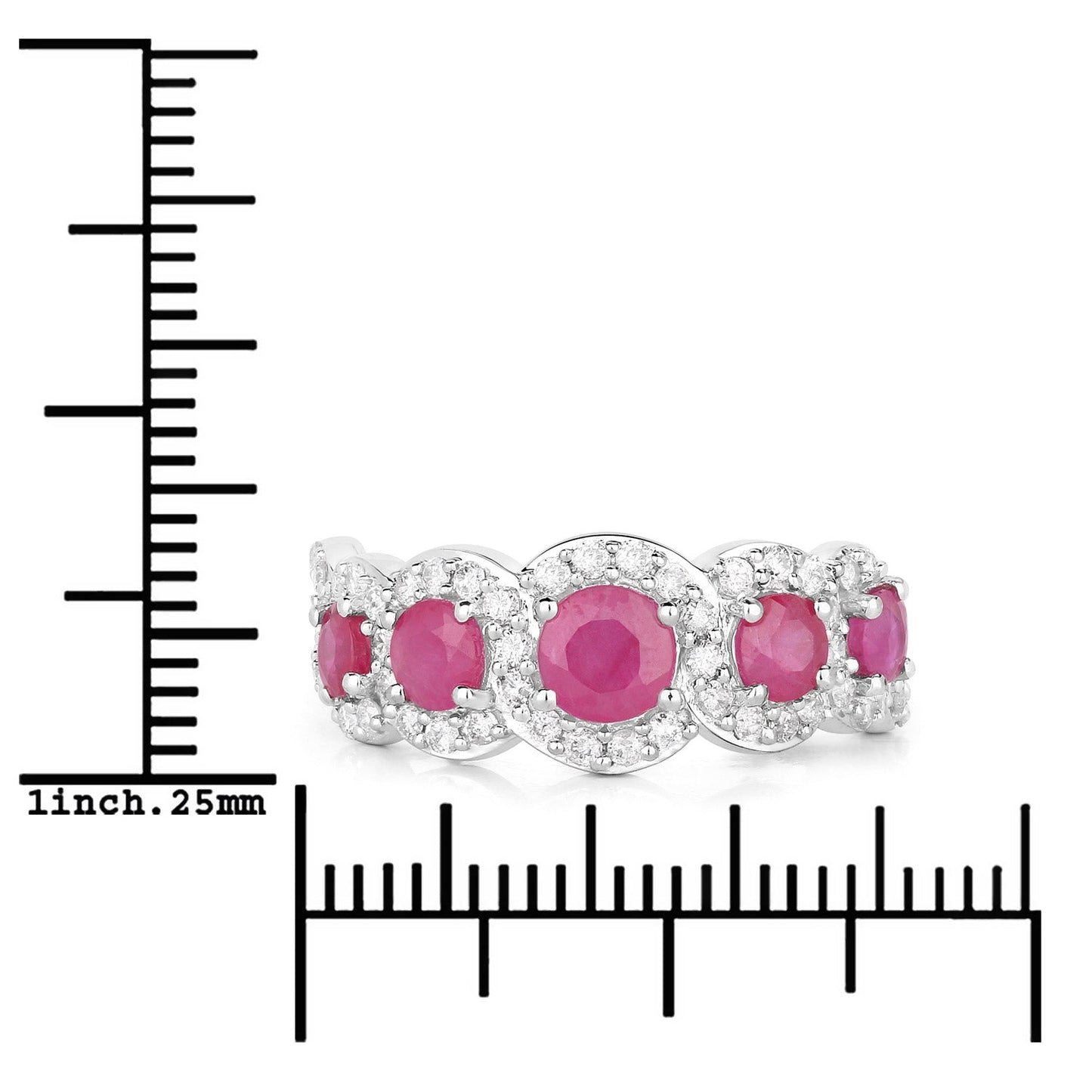1.99 Carat Ruby and Diamond 14K White Gold Engagement Ring