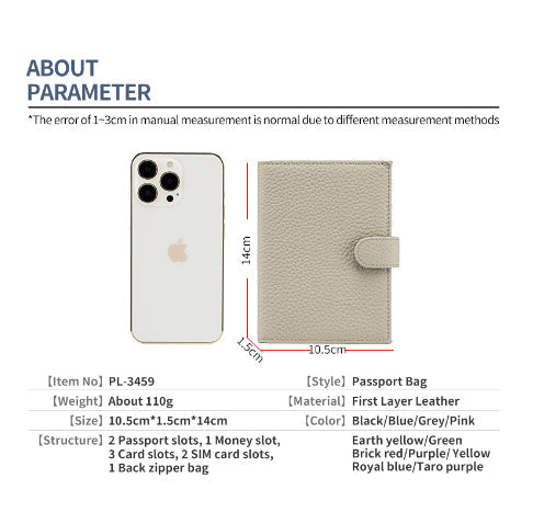 Bolso de Pasaporte Ultra Delgado de Cuero con Protección RFID