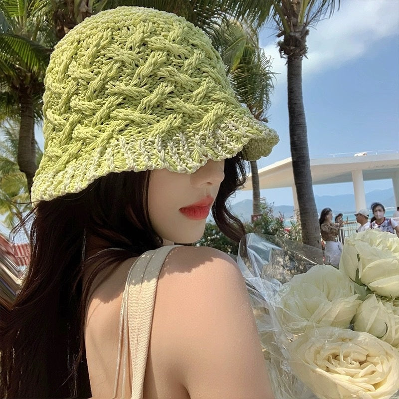 Beach Green Sun Hat - Stylish & Foldable for Summer