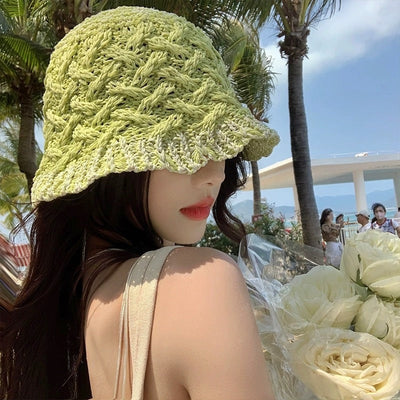 Beach Green Sun Hat - Stylish & Foldable for Summer