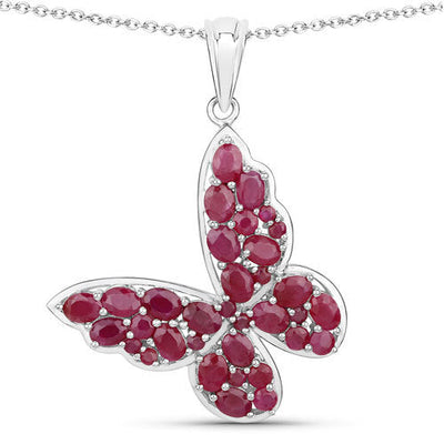4.72 Carat Genuine Ruby Butterfly Pendant in Sterling Silver