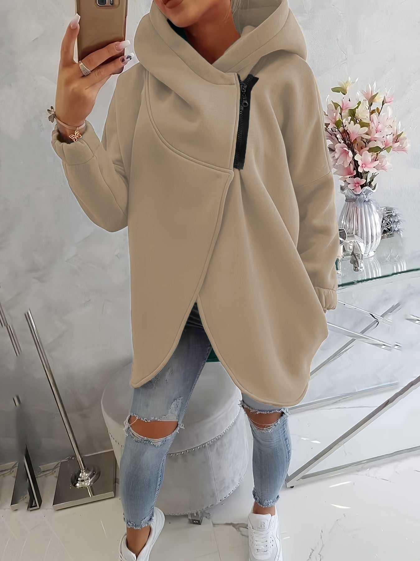 Women's Plus Size Solid Color Overcoat