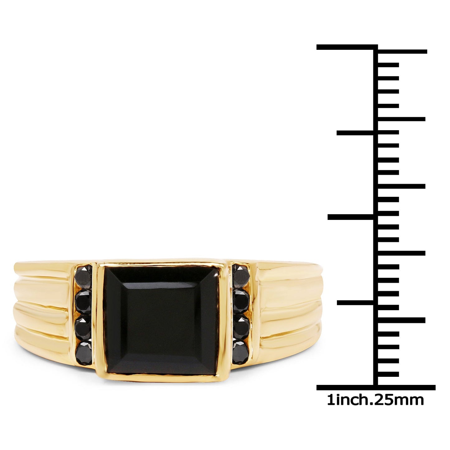 Bague en argent sterling avec onyx noir et diamants noirs de 2,16 carats
