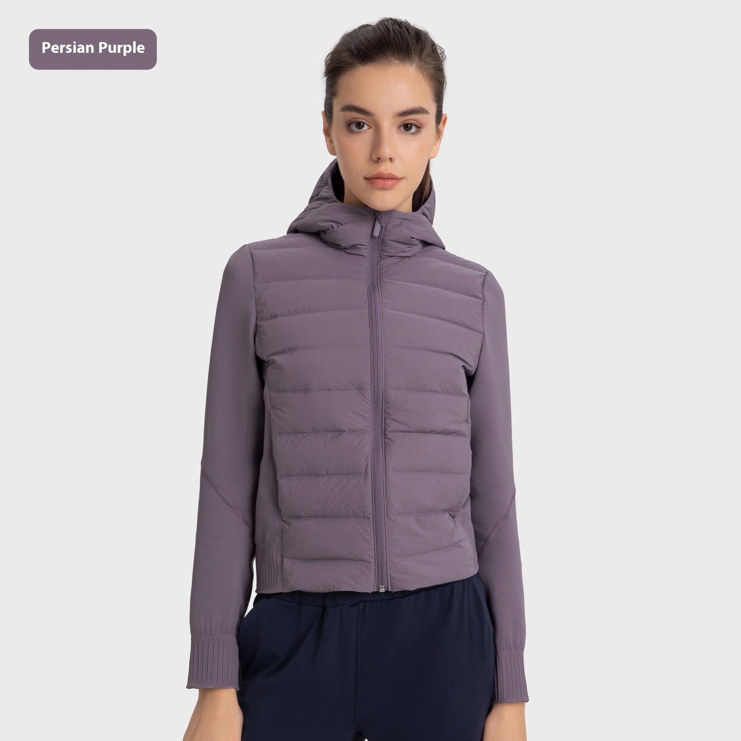 Chaqueta de plumas delgada con capucha para mujer - Impermeable y a prueba de viento